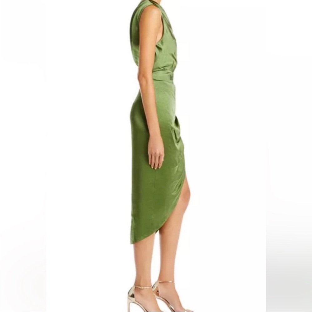Elliatt Cassini One Shoulder Satin Dress In Fern green - Picture 4 of 16